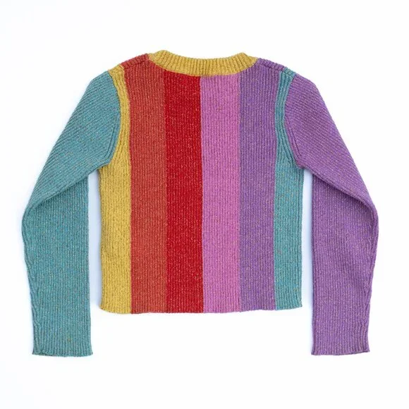 Stella McCartney Kids 4 Lurex Multicolor Stripe Rainbow Glitter Sweater Pullover - Picture 4 of 8